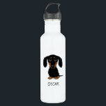 Garrafa Preto bonito e Dachshund de Tan com texto feito<br><div class="desc">A garrafa de água do amante do cão do Wiener</div>