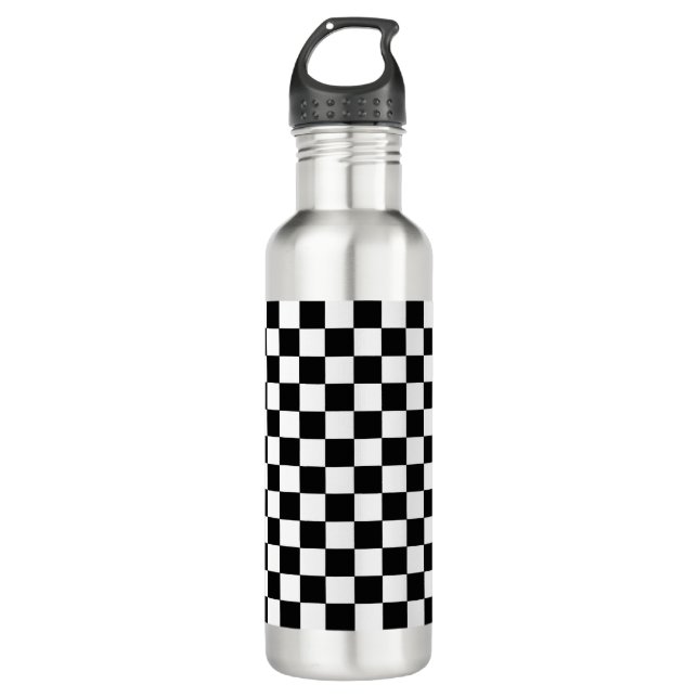 Garrafa Preto e branco Checkered (Frente)