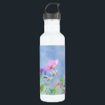 Garrafa Pretty Spring Wild Flowers<br><div class="desc">Pretty pink flowers and lavender meadow on a bright spring day against a blue sky.</div>