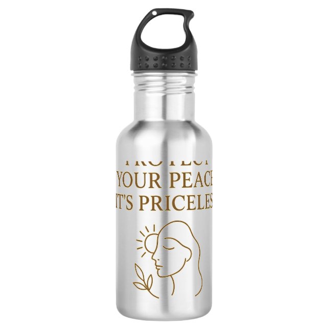 Garrafa Protect Your Peace — Minimalist Self-Care Quote (Frente)