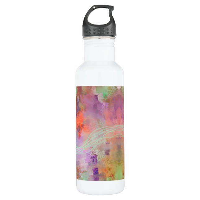 Garrafa Psicodélica abstrato verde laranja verde (Frente)