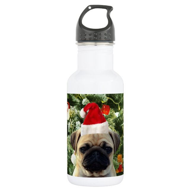 Garrafa Pug Cachorro Cachorro Pomada em Árvore de Natal Sn (Frente)