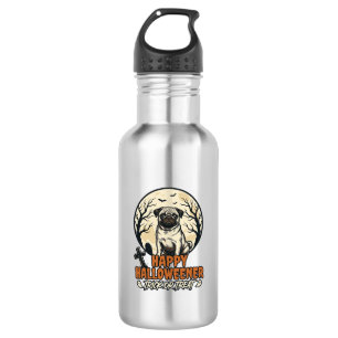 Garrafa Pug Halloween Truque ou Tratamento Desenho de Grav