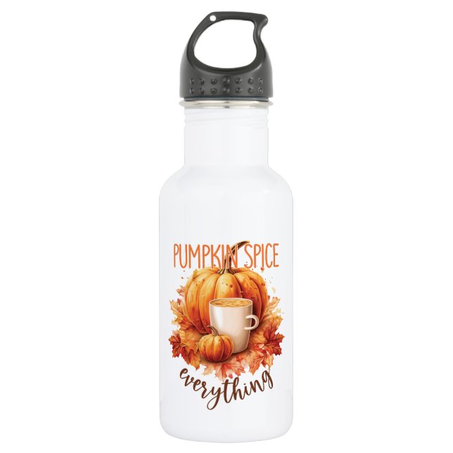 Garrafa Pumpkin Spice All - Folhagem de outono e latas (Frente)