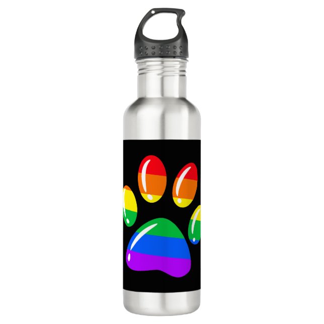 Garrafa Rainbow Paw Print Dog Paw LGBT Pride LGBT Suportad (Frente)