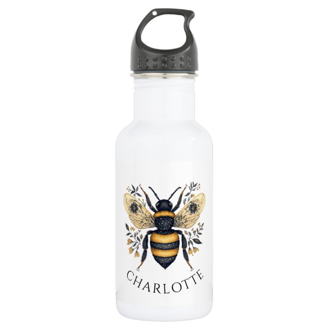 Garrafa Rainha Abelha Floral Personalizada (Frente)