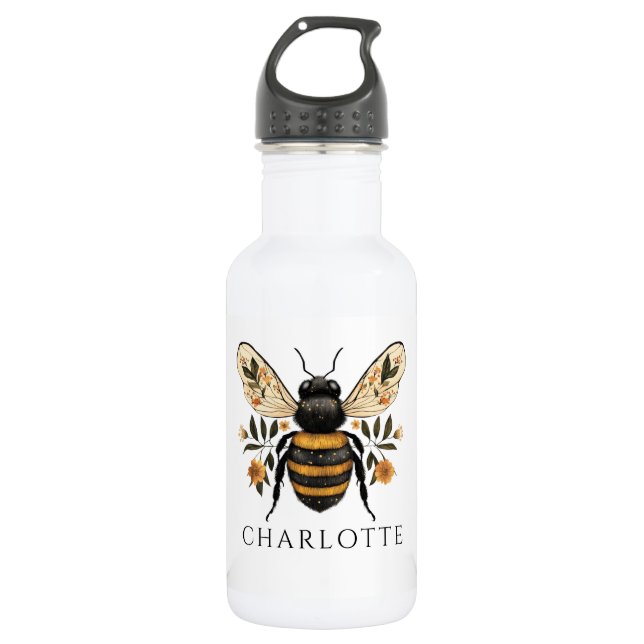 Garrafa Rainha Abelha Floral Personalizada (Frente)