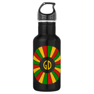 Garrafa RASTAFARI FLAG BOTON RAYS + seu sinal ou monograma