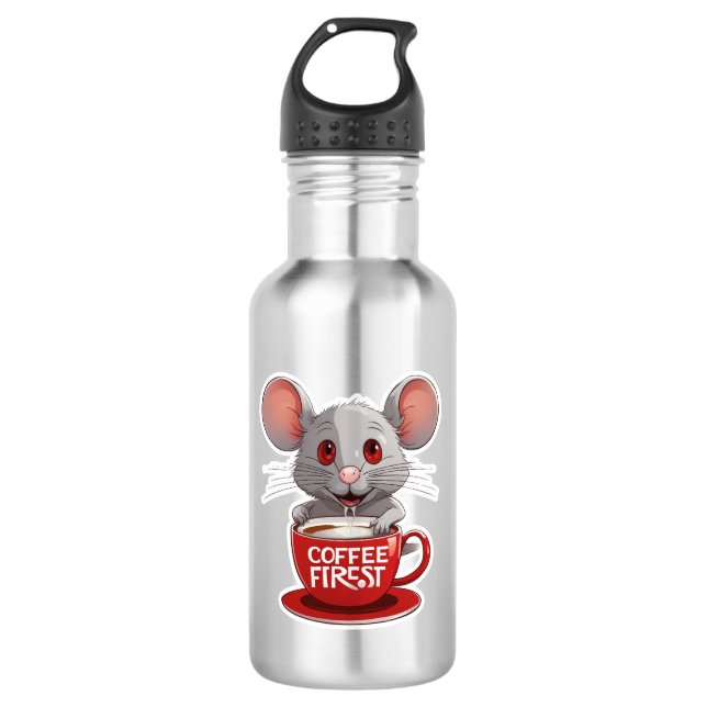 Garrafa Rato Adorável Cafeinado em Caneca Vermelha (Frente)