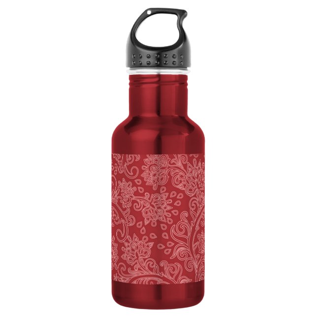 Garrafa Red Paisley Damask Designer Floral Classic (Frente)