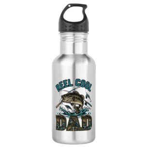 Garrafa Reel Cool Pai Pesca de Robalo Design Vetorial Vint