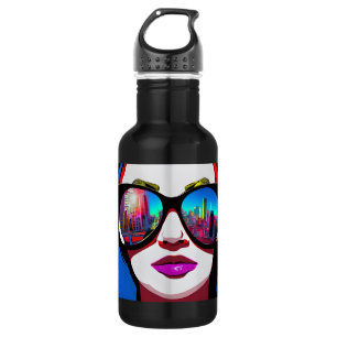 Garrafa Reflexão sobre a Cidade na Mulher dos Óculos de So