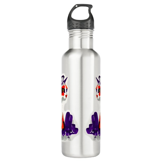 Garrafa Retrato Gato - Arte Gráfica Negrito Laranja e Viol (Frente)