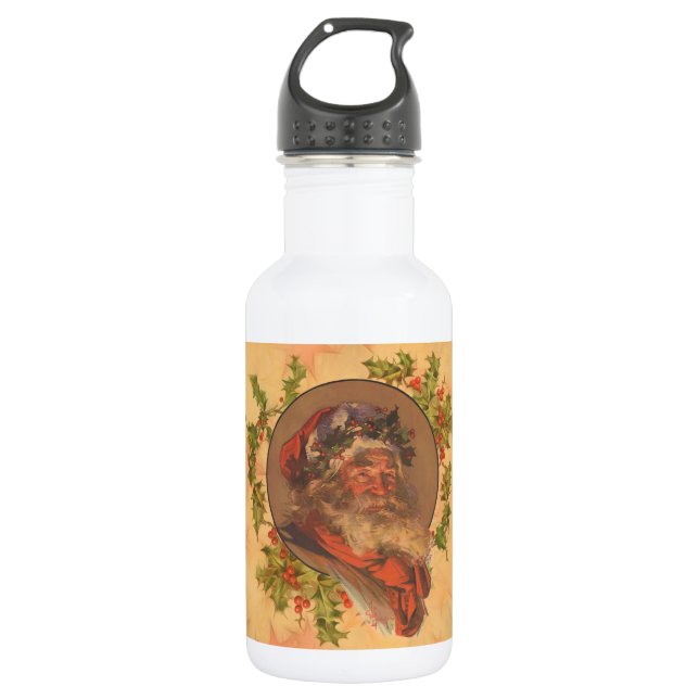 Garrafa Retrato Vintage de Natal do Papai Noel (Frente)