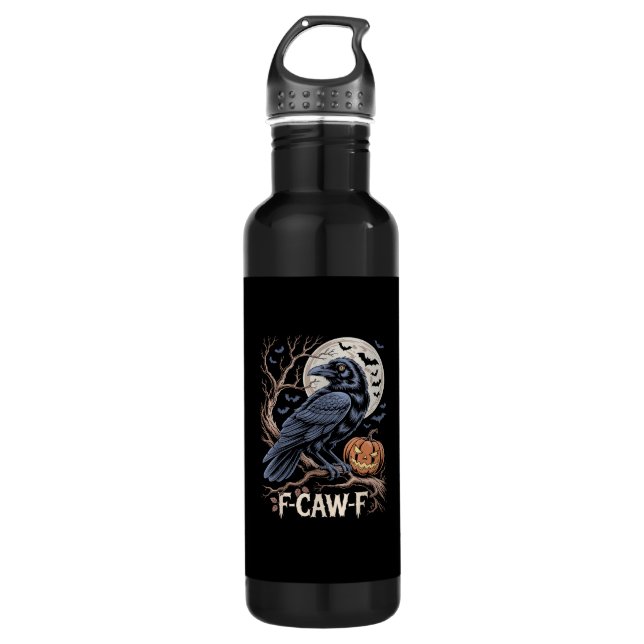 Garrafa Retro F-Caw-F Bird Crow Funny Crow Bird Cawing Gru (Frente)