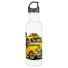 Garrafa Retro Taxi Driver Boy with Vintage Yellow Car T-Sh