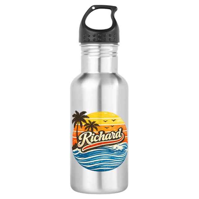 Garrafa Richard Retro Sunset Name Design (Frente)