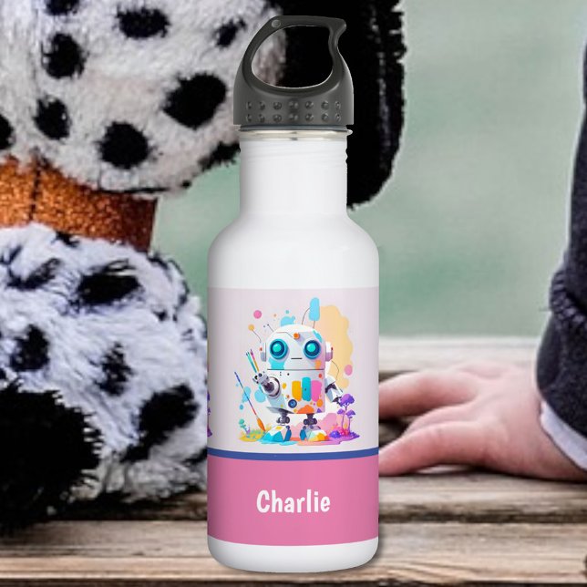 Garrafa Robô Divertido Fazendo Bagunça com Tinta (Criador carregado)
