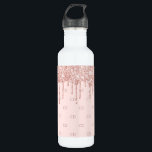 Garrafa Rosa dourado - iniciais do monograma cor-de-rosa<br><div class="desc">Menina e glamourosa. Um fundo cor-de-rosa pincelado,  decorado com pingos de falso brilho no rosa. Personalize e adicione suas iniciais de monograma. Letras rosa douradas. As suas iniciais do monograma como um padrão de fundo.</div>