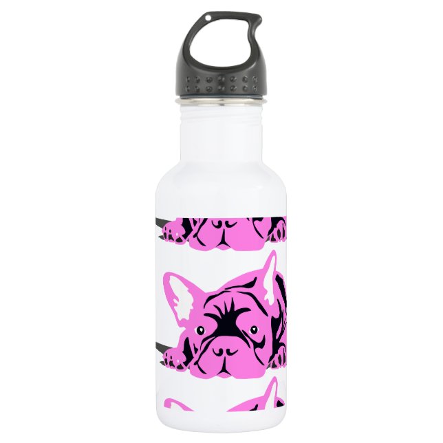 Garrafa Rosa-Rosa-Buldogue Francês (Frente)
