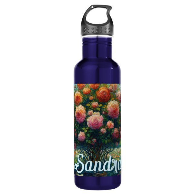 Garrafa Rosa Topike Estilo Van Gogh Rosas Rosa Floral (Frente)