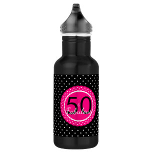 Garrafa Rosa Vibrante e Preto Presente de Aniversário 50 e