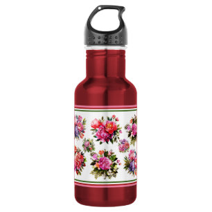 Garrafa Rosas Cor-de-Rosa e Buquês de Peônias