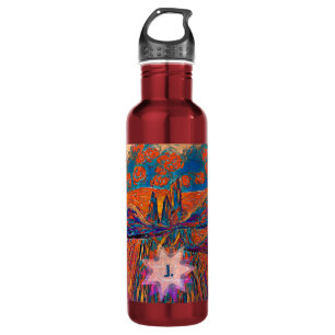 Garrafa Rosas expressivos no céu com uma letra