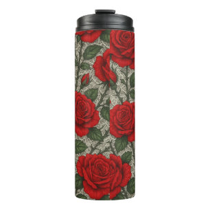 Garrafa Rosas Vermelhas sobre Renda Branca