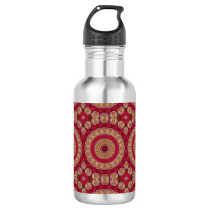 Garrafa Rosetas Amarelas Douradas Vermelhas Mandala