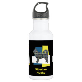 Garrafa Rouco Cachorro Siberiano Silhout Yellow & Blue Gri