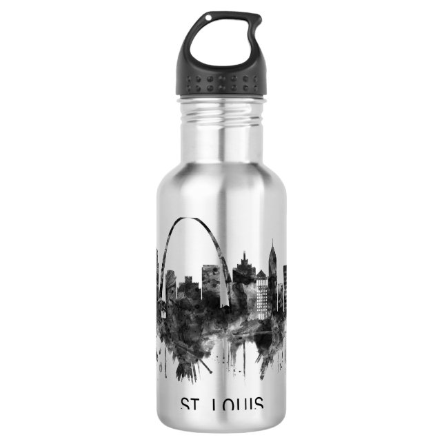Garrafa Rua Louis Missouri Skyline BW (Frente)