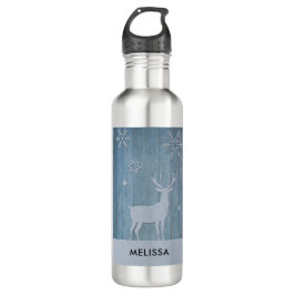 Garrafa Rustic Blue Wood Reindet — Natal