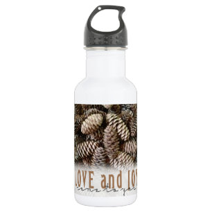 Garrafa Rustic Holiday Love and Joy Pine Cone