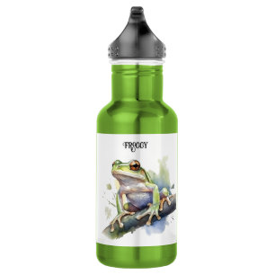 Garrafa Sapo de árvore em aquarela fofa, personalizado