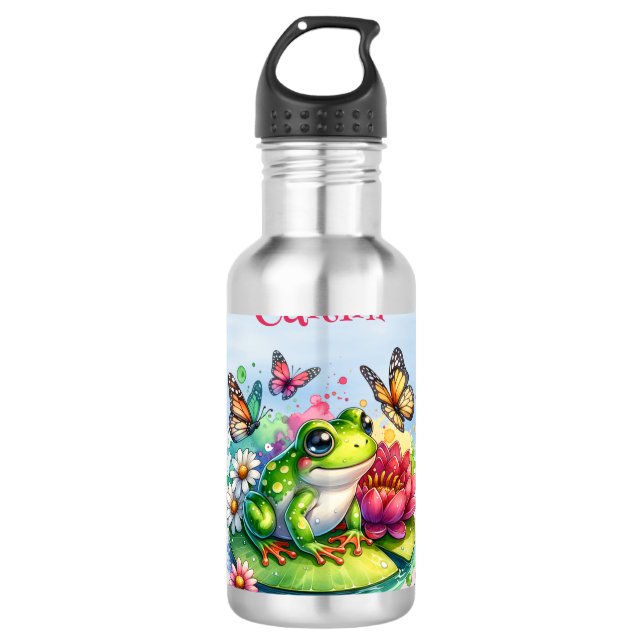 Garrafa Sapo, Flores e Borboletas personalizados (Frente)