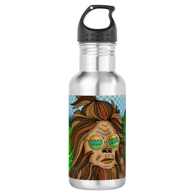 Garrafa Sasquatch Sinal de Paz | Pé-Grande Retro (Frente)