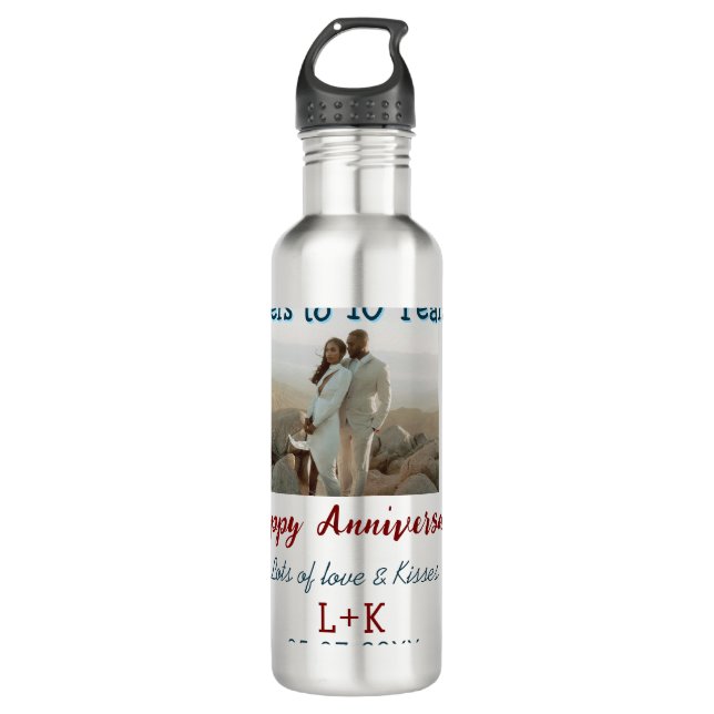 Garrafa Saúde aos 10 anos feliz aniversário adicione dados (Frente)