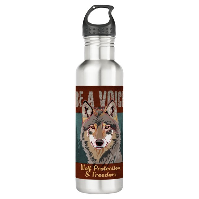 Garrafa Seja uma voz - Proteção e Liberdade do Lobo (Frente)
