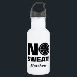Garrafa Sem água engraçada para o jogador de basquete<br><div class="desc">Sem água engraçada para jogador de basquete ou treinador. Design de humor desportivo com logotipo de bola legal e citação motivacional humorística. Presentes de aniversário divertidos para treinador de basquetebol,  pai,  capitão,  treinador de segundos graus,  jogador,  crianças,  menino,  menina,  equipe etc. Adicione seu próprio nome personalizado e cores.</div>