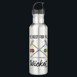 Garrafa Sem Descanso para o Croquet Engraçado Wicket<br><div class="desc">Claro,  não há descanso para os malvados,  mas se você é alguém que ama tocar croquete então também há "No Rest for the Wicket" como diz o slogan engraçado sobre as palavras nesta garrafa d'água,  que é acompanhado por ilustrações de croquet mallets,  bolas e,  é claro,  um wicket.</div>