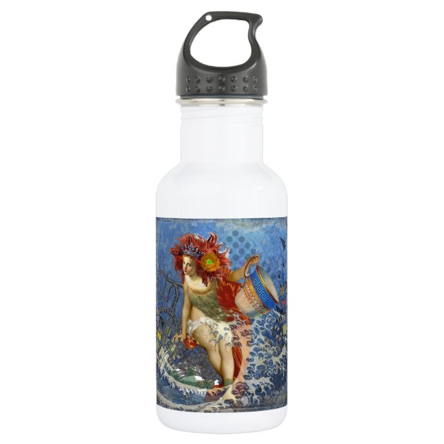 Garrafa Sereia de Aquário Arte Azul Gótica (Frente)
