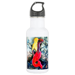 Garrafa sereia loura no vermelho