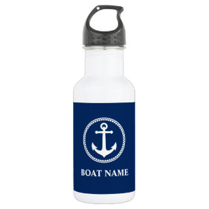 Garrafa Seu nome de barco Sea Anchor Blue White
