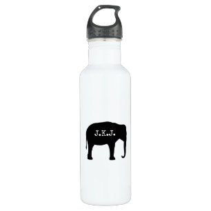 Garrafa Silhueta de elefante asiático com seu texto