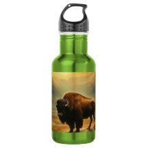 Silhueta do Búfalo Bison ao Pôr do Sol