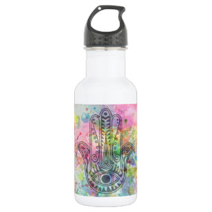 Garrafa Símbolo de Mão HAMSA Colorida Watercolor