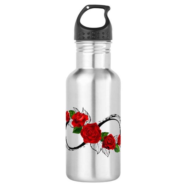 Garrafa Símbolo do Infinito com Rosas Vermelhas (Frente)