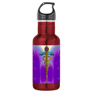 Garrafa SÍMBOLO MÉDICO CADUCEU EM OURO Violeta Ultra Viole