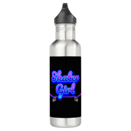 Garrafa Skater Girl Blue Mauey Grafite Glow Skateboard
